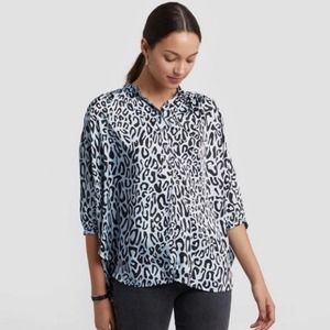 NWT Rebecca Minkoff $148 Leopard Satin Top Size XS Oversized